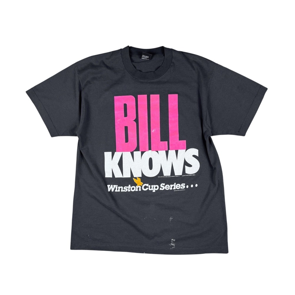 Vtg Bill Elliott Knows Winston Cup Tee Mens XL Black 1989 NASCAR‎ Screen Stars